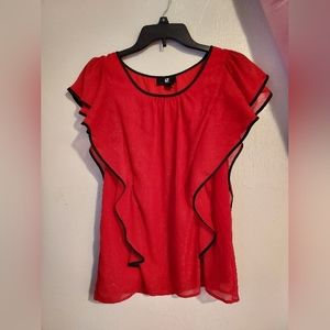 COPY - IZ Byer Short Sleeve Sheer Flowy Women's Junior's Short Sleeve Blouse Re…